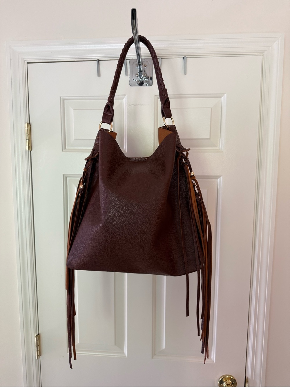 Sarah Tempest Brown Leather Fringe Hobo Shoulder Bag